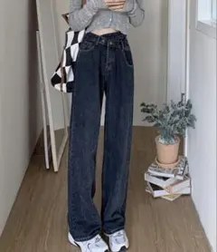 SHEIN ウィメンズカジュアル ハイウエスト ストレートレッグ ジーンズ