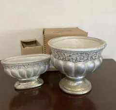 クレイ　花器　ビクトリアン　ストーン　フラワーベース　2個セット
