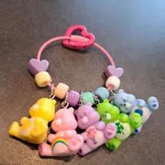 カラフルケアベアフィギュアのリングアクセサリーキーホルダー