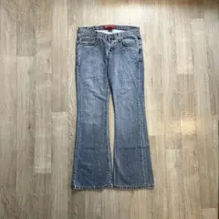 ヴィンテージデニム Y2K フレアデニム ローライズ 刺繍ポケット グレー