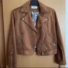ブラウン スエード　ライダースジャケット　AZUL キャメル色　レディース