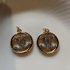 香奈兒 金色標誌吊飾 兩件組