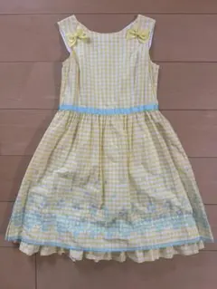 mezzo piano ♡ 裾フリル刺繍ワンピース（イエロー）