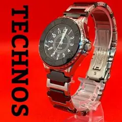 美品 TECHNOS クォーツ デイト 時計 ブラック メンズ 稼動品 新品電池のサムネイル