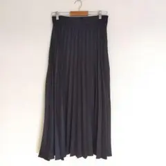 ロングプリーツスカート　coen　L　黒　コーエン　フォーマル　光沢
