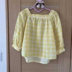 GU イエローチェック ブラウス