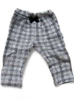 グレー系チェック柄長ズボン　裏起毛