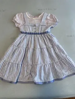 axes femme kids ジャンスカ重ね風ギンガムワンピース