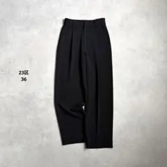お値下☆未使用 23区 トリアセダブルジョーゼットパンツ 46 ネイビー