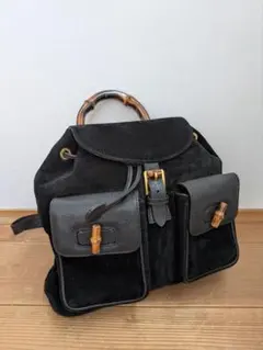 GUCCI　オールドグッチ バンブー リュック スエード ブラック