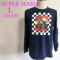スーパーマリオ ロンT 長袖Tシャツ L ネイビー キャラT 任天堂　US古着