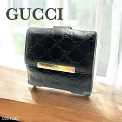 グッチ GUCCI 折財布 GG シマ レザー ブラック