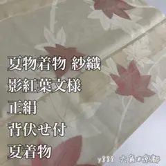夏物着物 ★ 紗織 影紅葉文様 正絹 背伏せ付 夏着物 小紋 紗 y888