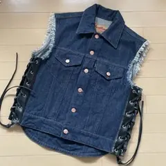 KADOYA バイカーデニムベスト2絶版品フリンジ付き Lサイズ 試着のみ新品