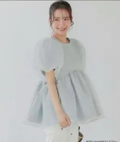 fit more クリンクルシアーオーガンジーペプラムトップス
