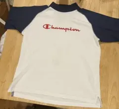 Champion メッシュラグランシャツ Medium ホワイト/ネイビー