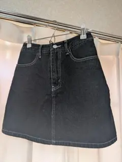 ブラック デニム ミニスカート キュロットのサムネイル