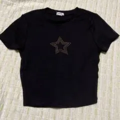 クロップド丈Tシャツ 黒 XS