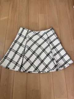 ダイヤチェック柄ツイードフレアミニスカート[mei37]