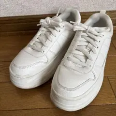 ZARA ３８サイズ　ホワイト　プラットフォームスニーカー　厚底　ザラ　着用感有