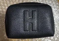 Hロゴ レザー コインケース ブラック