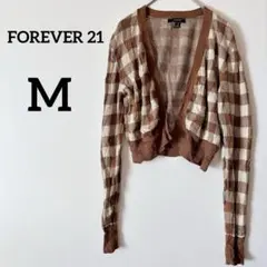 FOREVER 21 【M】チェック柄カーディガン ブラウン系
