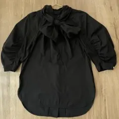 ERDEM パール ボウタイ シャツ シルク ブラック リボン モード 42 