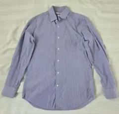 メンズ　ユニクロ　ファインクロス コンフォート ストライプシャツ　長袖