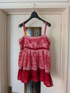 sunaokuwahara キャミソールトップス レッド レースチュールのサムネイル