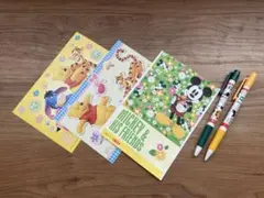 ミッキー & プーさん ポストカード ミッキーシャープペン ドナルドボールペン