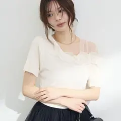 シースルー × フリルドッキングトップス ホワイト ☆ フラーネ Frene