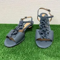 HIROFU 花柄　レザー　ストラップ　パンプス　サンダル　イタリア製のサムネイル
