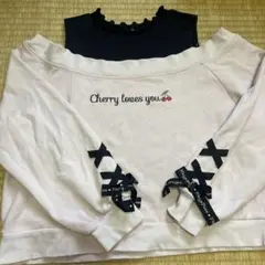 mezzo pianoオフショルダー トップス ピンク