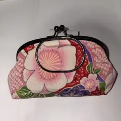 和風レトロ　花柄がま口バッグ