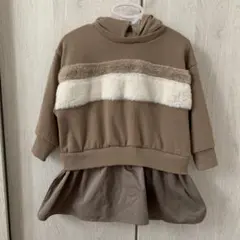 【お値下げ】COMME CA ISM フード付きベージュジャンバースカート