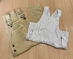 ZARA ベージュ ストライプオーバーオール 18-24ヶ月