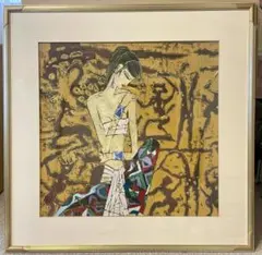 斎藤真一、絵画、油彩4F.蚊帳の月、肉筆、新品額縁、宮永岳彦、鴨居玲、山下清。 斎藤真一、絵画、油彩4F.蚊帳の月、肉筆、高級額縁、宮永岳彦、鴨居玲