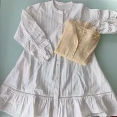 アプレレクール　白色シャツワンピースとカーデガンの2点セット