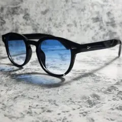 サングラス UVカット 高品質 男女用 ブルーグラデーション ウェリントン 鼈甲