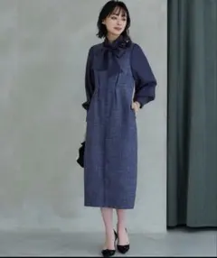 RUIRUE BOUTIQUE 未使用　リボン　ワンピース　ネイビー