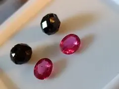 天然ルビーペア天然ブラックダイヤモンドビーズ石