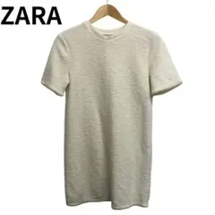ザラ　ZARA アイボリー 半袖ミニワンピース　Sサイズ　伸縮性あり　美品