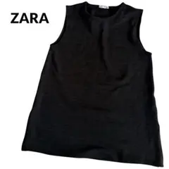 美品 ザラ ZARA ノースリーブニット レディース 黒 シンプル ストレッチ