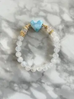 ラリマー、マダガスカル産レインボームーンストーンのブレスレット