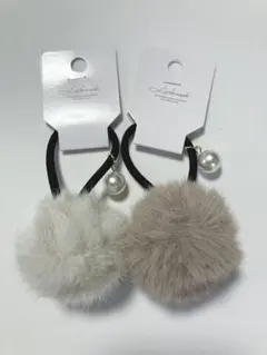 ♡ファー パール付きポニーゴム 2個セット♡