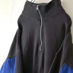 HONORS ハーフジップ 配色 スウェット XL ブラックダークグレー古着