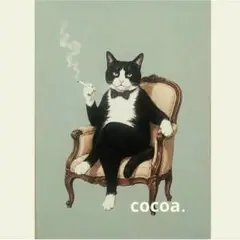 ポスター　アートポスター　喫煙所　猫　たばこ A4