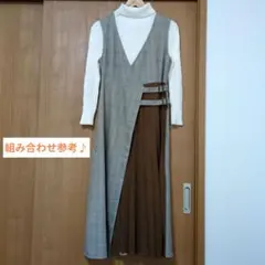 NICE CLAUP チェック柄ワンピース ブラウン