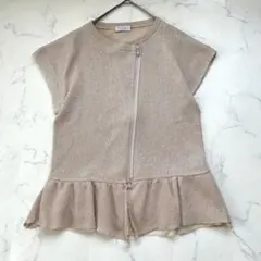 美品 ブルネロクチネリ 麻絹 スパンコールニット M ライトピンク ダブルジップのサムネイル