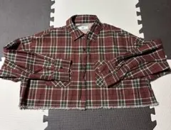 〔美品✨1/18まで出品！〕羽織にも！韓国ファッション　チェッククロップドシャツ